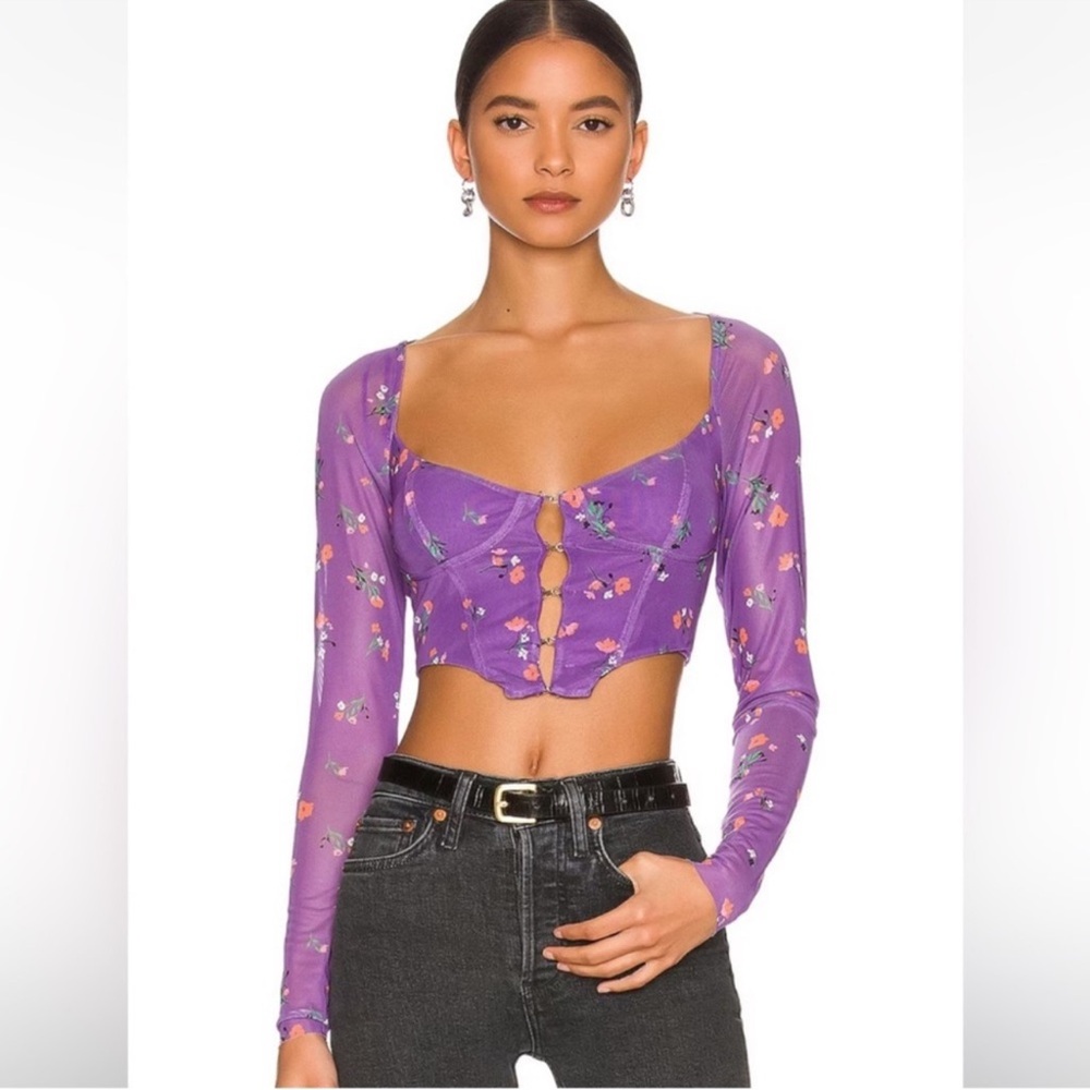 NWOT AFRM Purple Floral Cropped Top